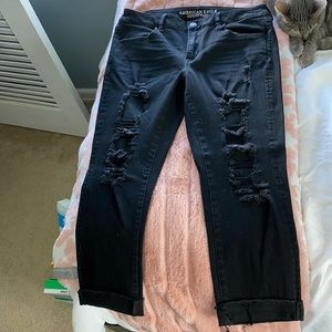 Black crop A&E jeans